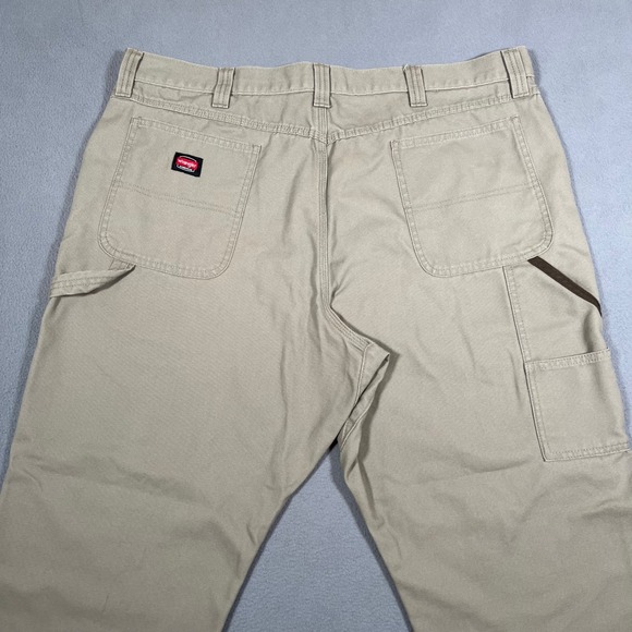 Wrangler Workwear Carpenter Pants Utility Pockets Relaxed Fit Tan Beige 40x30 - Picture 1 of 12